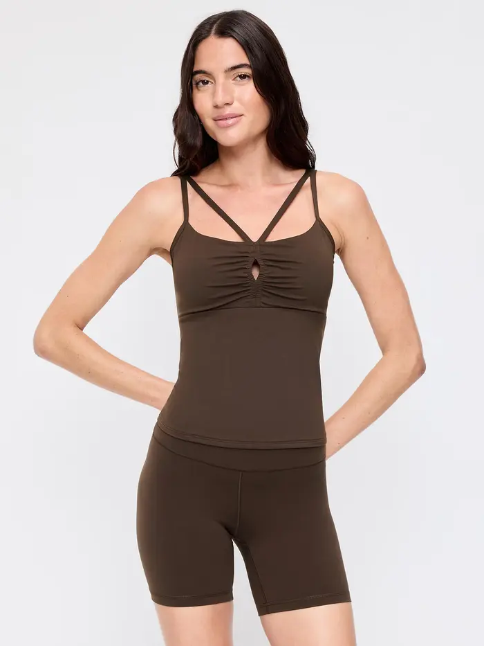 StudioSmooth Strappy Light Support Top - Black Coffee