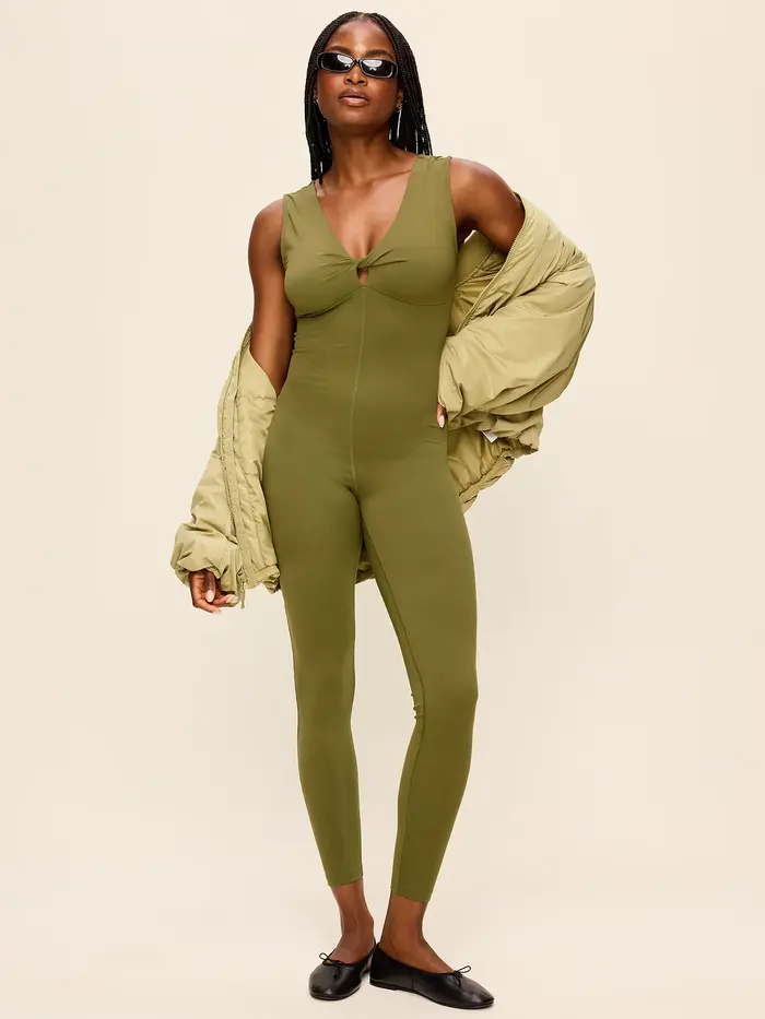 StudioSmooth Twist-Front Jumpsuit - Hearthwood