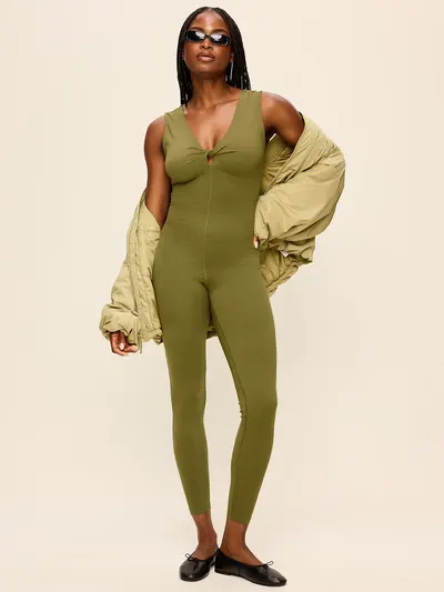 StudioSmooth Twist-Front Jumpsuit - Hearthwood