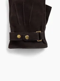 Suede Fingerless Gloves - Brown — view 2