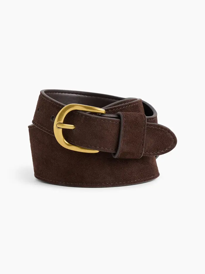 Suede Oversized Belt - Dark brown