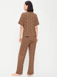 Sunday Sleep Knit Jersey Pant Set - Leopard — view 2