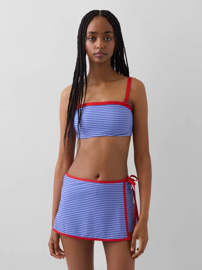 Swim Skort - Blue & red stripe