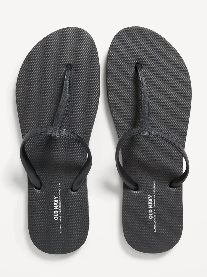 T-Strap Sandals (Partially Plant-Based) - Black Jack