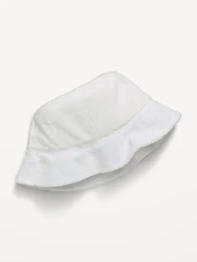 Terry Bucket Hat for Girls - White Hibiscus