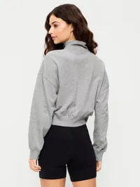 Terry Oversized Logo Half-Zip Sweatshirt - Heather Gray — view 2
