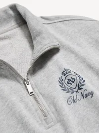 Terry Oversized Logo Half-Zip Sweatshirt - Heather Gray — view 5