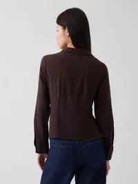 Textured Dobby Fitted Shirt - Terra brown — view 3