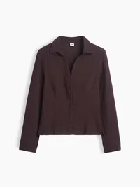 Textured Dobby Fitted Shirt - Terra brown — view 5