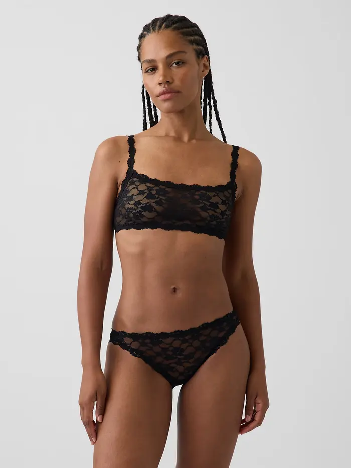 Textured Lace Bralette - True black