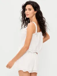 Tie-Front Cami Tank Top - White Lilies — view 2