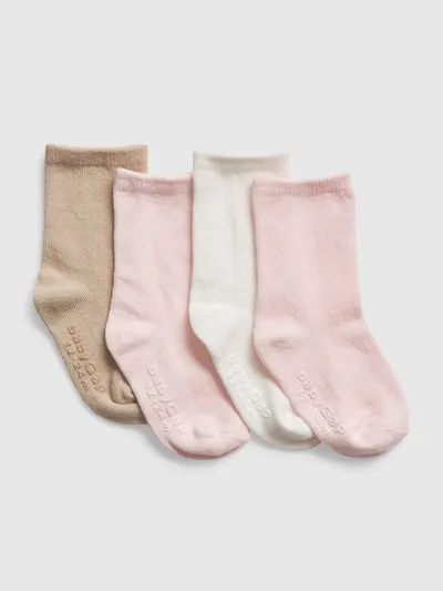 Toddler Crew Socks (4-Pack) - Multi pink