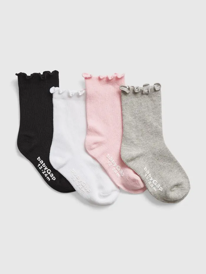 Toddler Lettuce Trim Crew Socks (4-Pack) - Multi