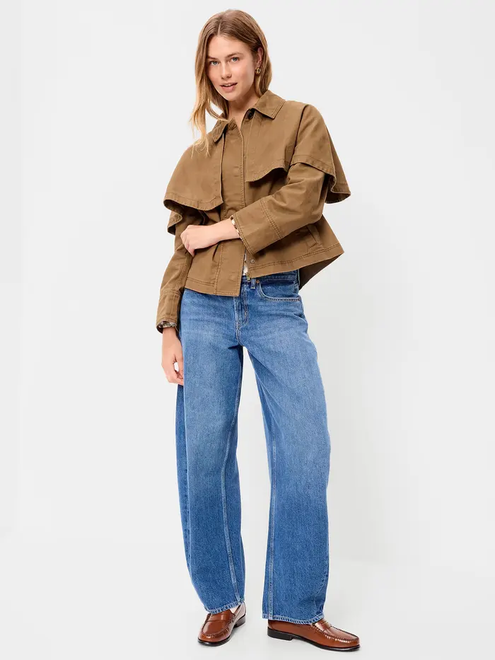 Twill Cape Jacket - BROWN TRUFFLE