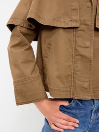 Twill Cape Jacket - BROWN TRUFFLE — view 5