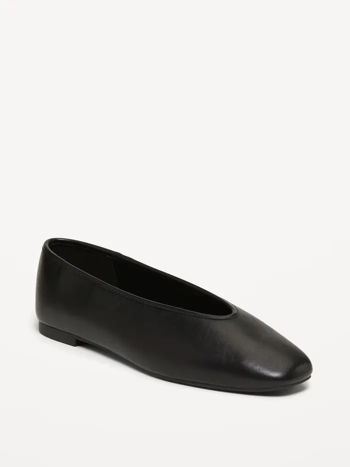 V-Cut Ballet Flats - BlackJack