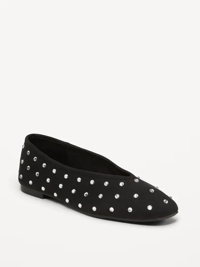 V-Cut Ballet Flats - Crystal
