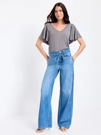 V-Neck Flutter Sleeve Top - Shooting Star — view 3