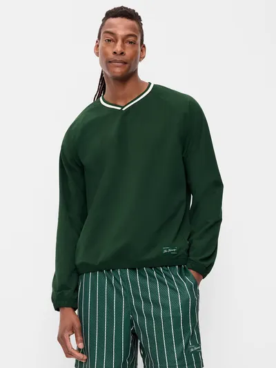 V-Neck Pullover Windbreaker - Plant Life