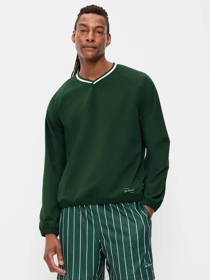 V-Neck Pullover Windbreaker - Plant Life