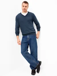 V-Neck Sweater - Navy Heather — view 3