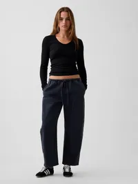 Variegated Rib Top - Black — view 2
