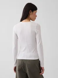 Variegated Rib Top - Fresh white — view 3