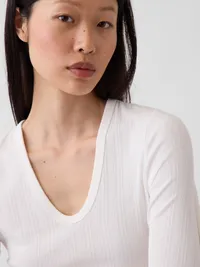 Variegated Rib Top - Fresh white — view 4
