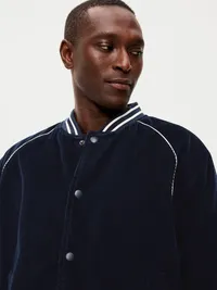 Varsity Corduroy Bomber Jacket - Navy Blue — view 4