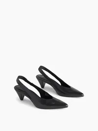 Vegan Leather Slingback Mules - Black — view 2