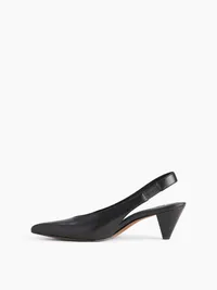 Vegan Leather Slingback Mules - Black — view 4