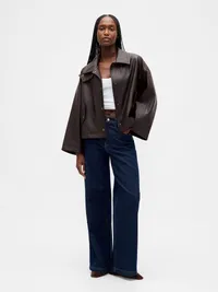 Vegan Leather Swing Jacket - Terra brown — view 2
