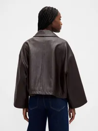 Vegan Leather Swing Jacket - Terra brown — view 3