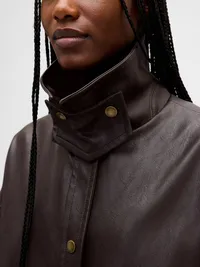 Vegan Leather Swing Jacket - Terra brown — view 4