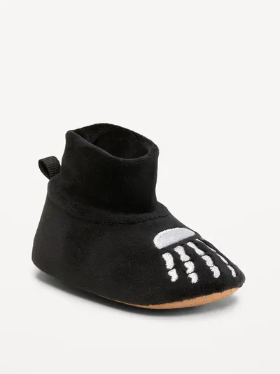 Velour Skeleton Slippers for Baby - Black Skeleton