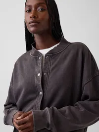 VintageSoft Oversized Bomber Jacket - Black — view 4
