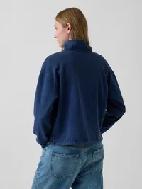 VintageSoft Oversized Henley Pullover - Tapestry navy blue wash — view 3