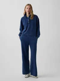 VintageSoft Oversized Henley Pullover - Tapestry navy blue wash — view 5