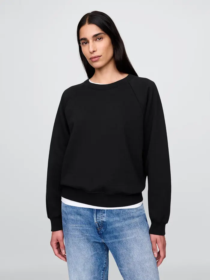 VintageSoft Raglan Sweatshirt - Black