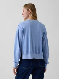 VintageSoft Terry Oversized Wedge Side-Slit Sweatshirt - Light blue — view 3