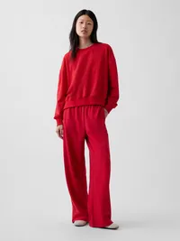 VintageSoft Terry Oversized Wedge Side-Slit Sweatshirt - Red — view 5
