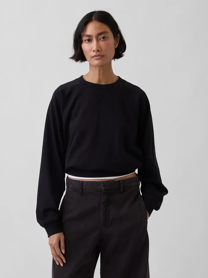 VintageSoft Terry Raglan Sweatshirt - True black