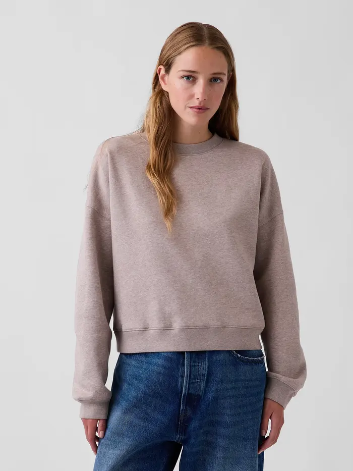 VintageSoft Wedge Crew Sweatshirt - Light heather brown