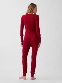 Waffle PJ One-Piece - Sled red — view 3