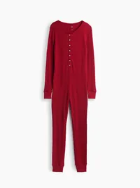 Waffle PJ One-Piece - Sled red — view 5
