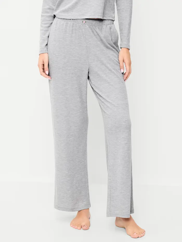 Waffle-Textured Pajama Pants - Heather Gray