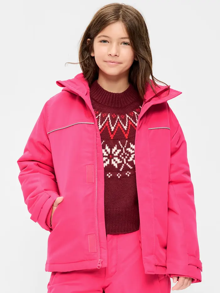 Water-Resistant 2-In-1 Snow Jacket for Girls - Cyber Pink Neon