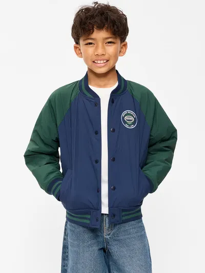 Water-Resistant Bomber Jacket for Boys - Obscure Night