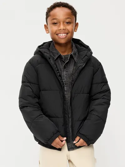Water-Resistant Puffer Jacket for Boys - Black Jack