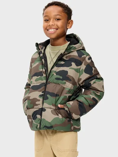 Water-Resistant Puffer Jacket for Boys - Camo